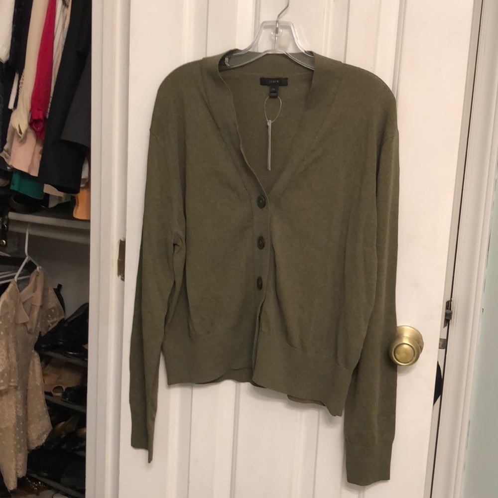 NWT J. crew cardigan mossy green in XXL